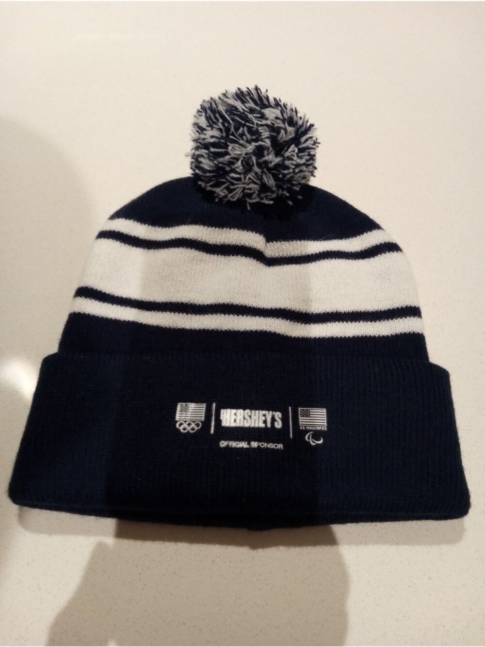 Hershey:s Official Sponsor beanie features embroidered Olympic Logos